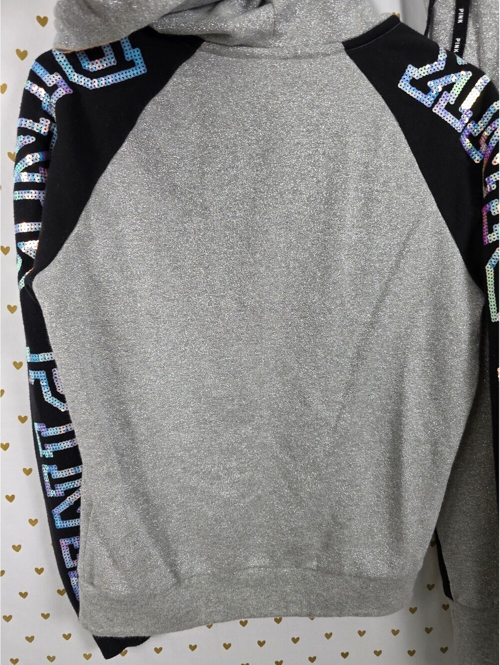 Victoria's Secret PINK Silver SHINE Bling Sequin Hoodie Jogger Set SMALL Mermaid - Picture 5 of 8